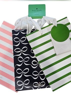 Kate Spade NWT Gift Bag Trio w/ Tissue Paper & Gift Tag.